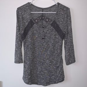 Gray semi long sleeve with a cute flower pattern!